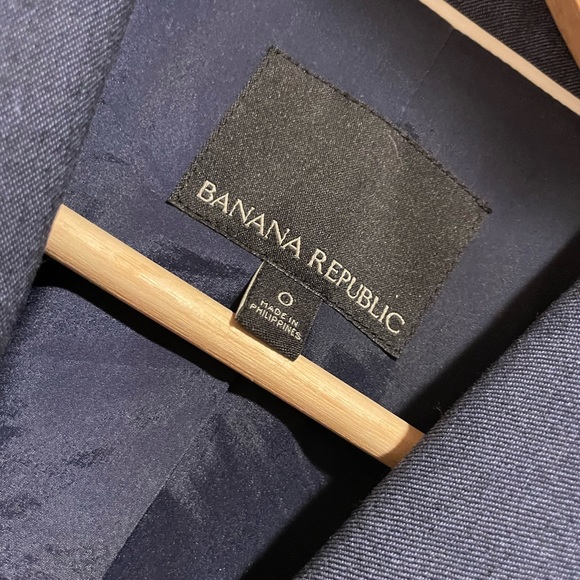 Banana Republic Blue Wool Suit Jacket Size 0 - Picture 2 of 5